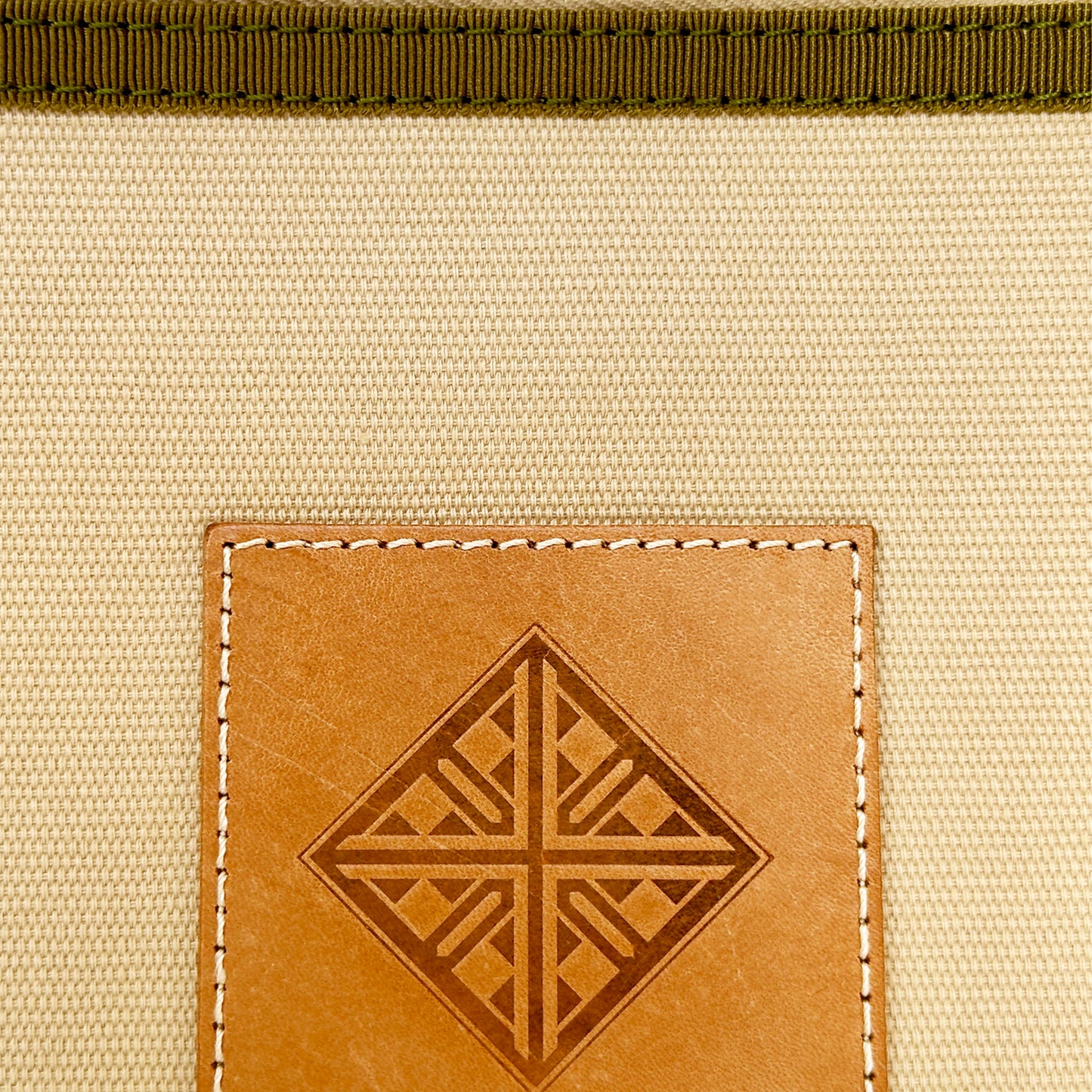 PETITE POCHETTE - CANVAS SABLE - GROS GRAIN KAKI - CUIR VEGETAL