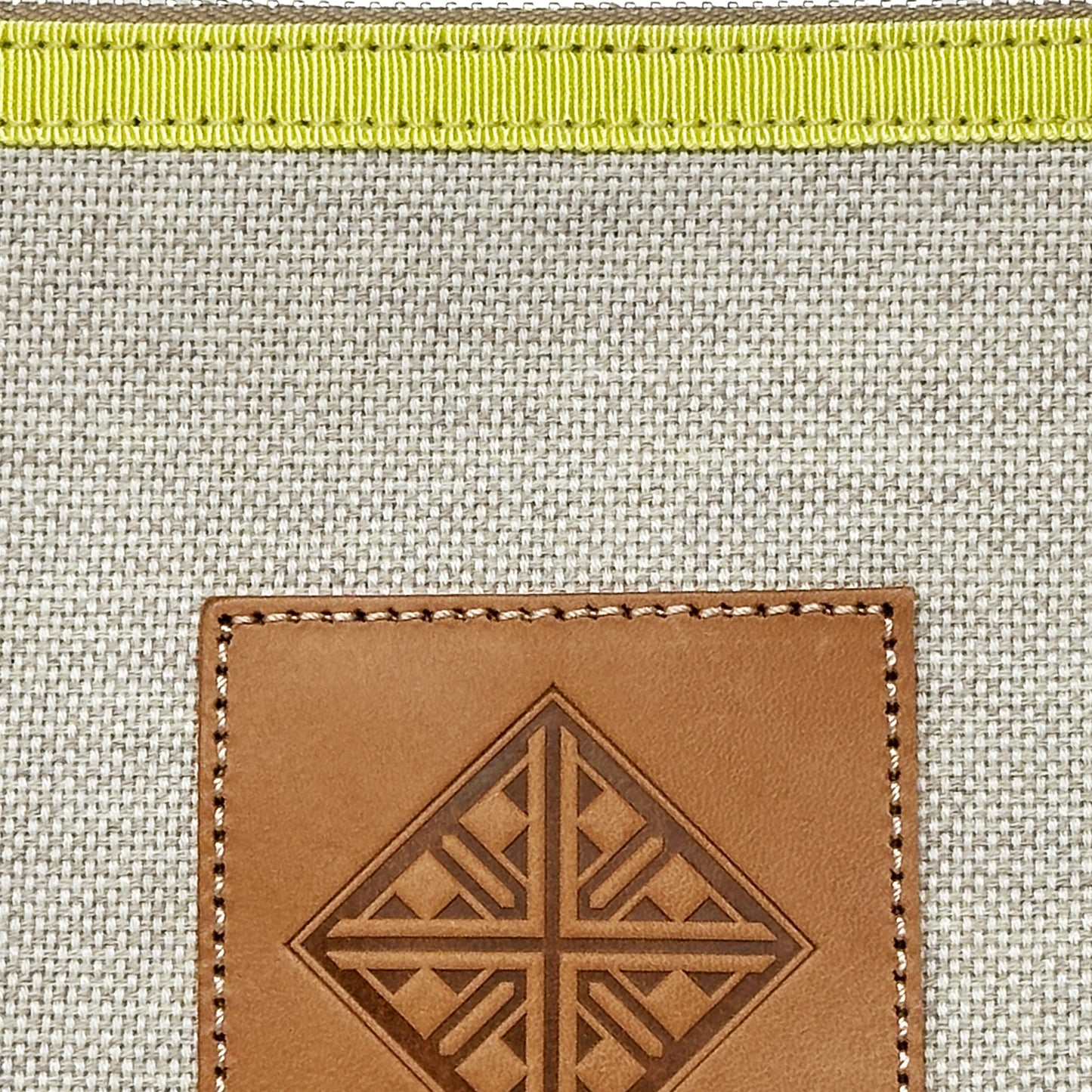 PETITE POCHETTE CANVAS CAVIAR SABLE - GROS GRAIN JAUNE FLUO - CUIR VEGETAL