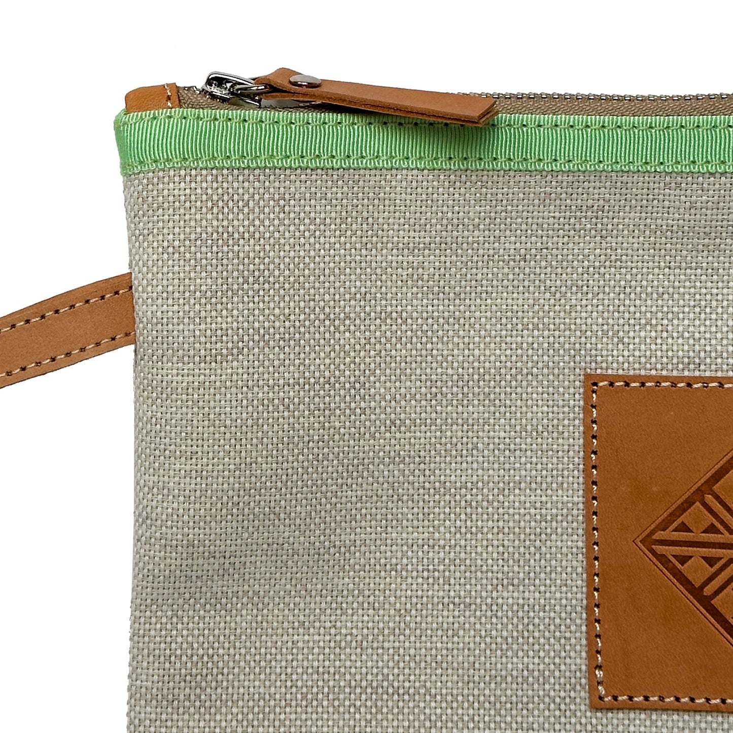 PETITE POCHETTE CANVAS CAVIAR SABLE - GROS GRAIN VERT FLUO - CUIR VEGETAL