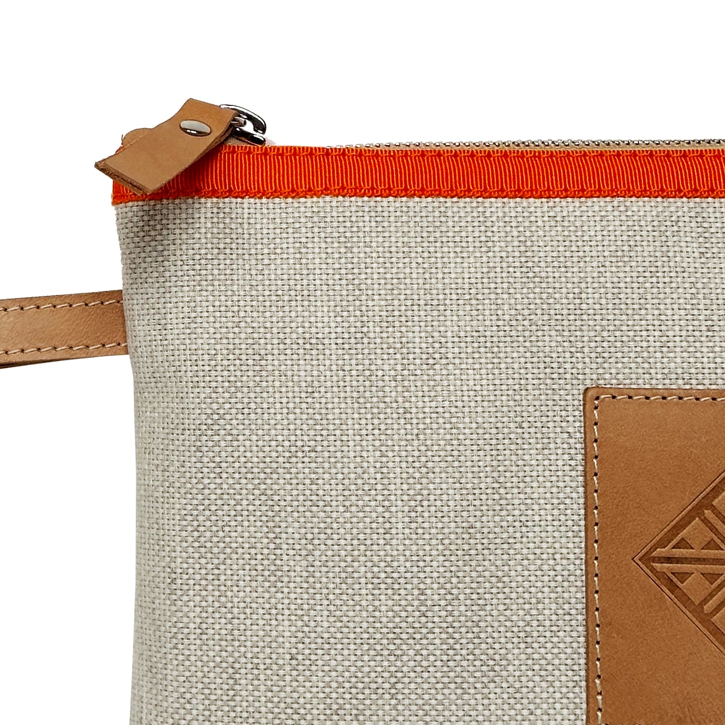 PETITE POCHETTE CANVAS CAVIAR SABLE - GROS GRAIN ORANGE - CUIR VEGETAL