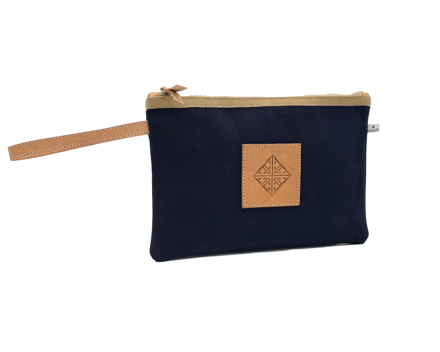 PETITE POCHETTE CANVAS MARINE - GROS GRAIN GOLD - CUIR VEGETAL