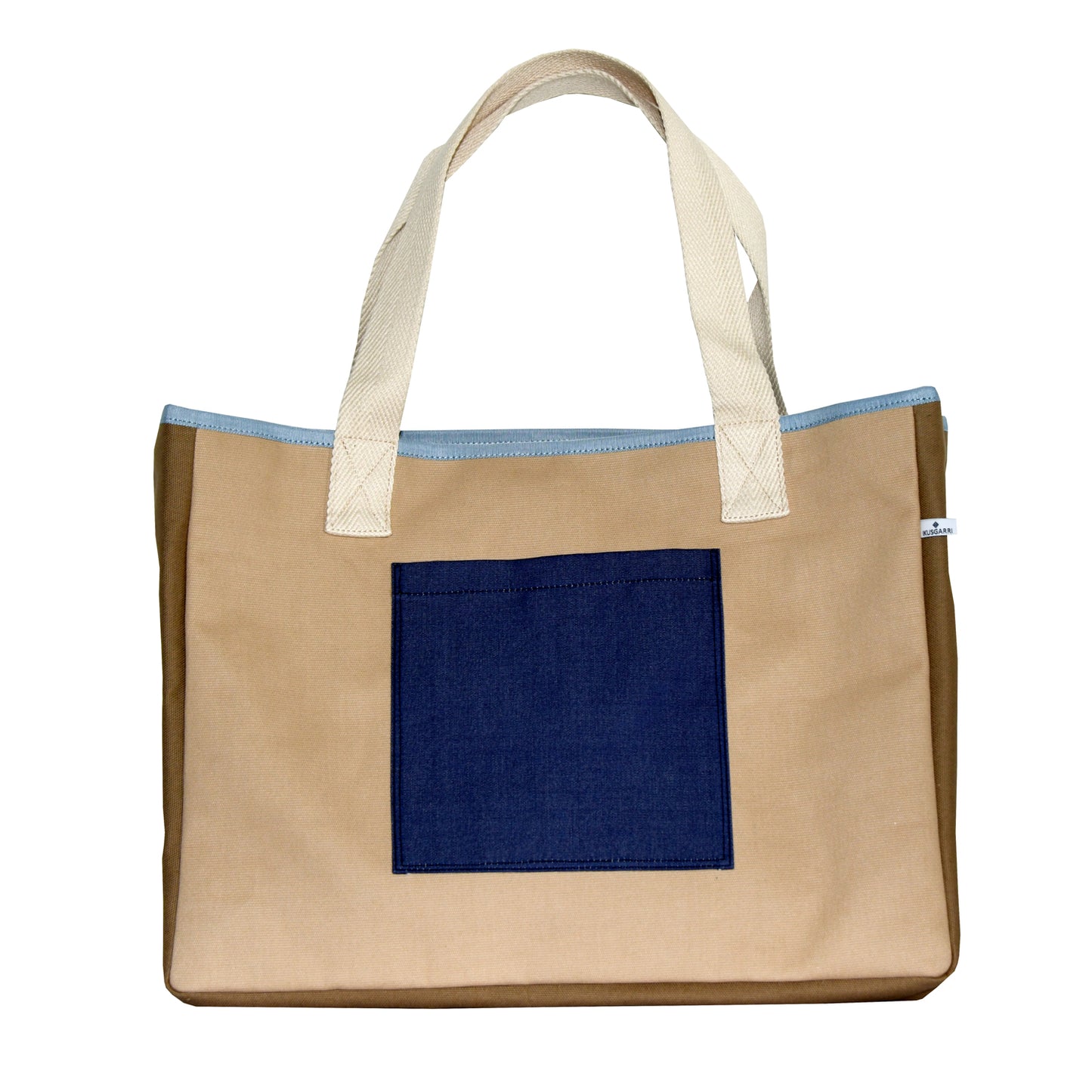 TOTE BAG GM CANVAS SABLE - CANVAS BEIGE - POCHE INDIGO LARTIGUE 1910