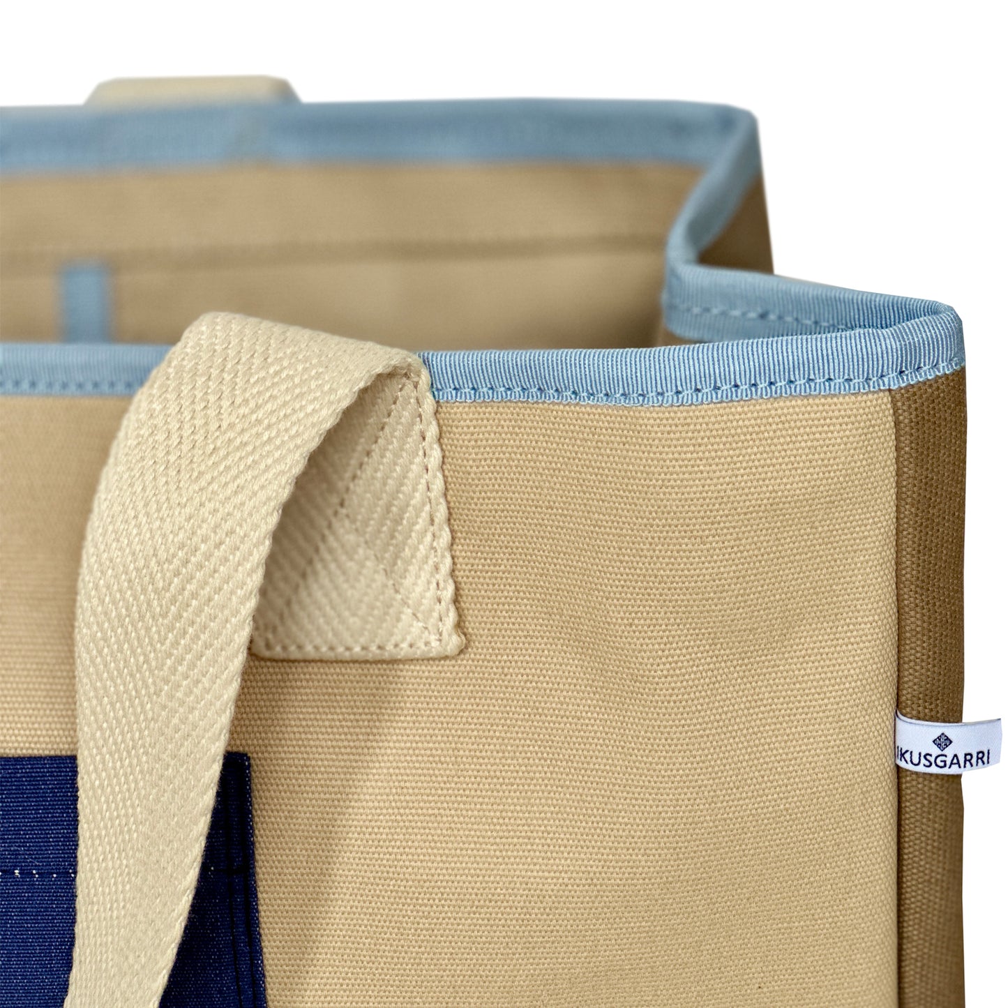 TOTE BAG GM CANVAS SABLE - CANVAS BEIGE - POCHE INDIGO LARTIGUE 1910