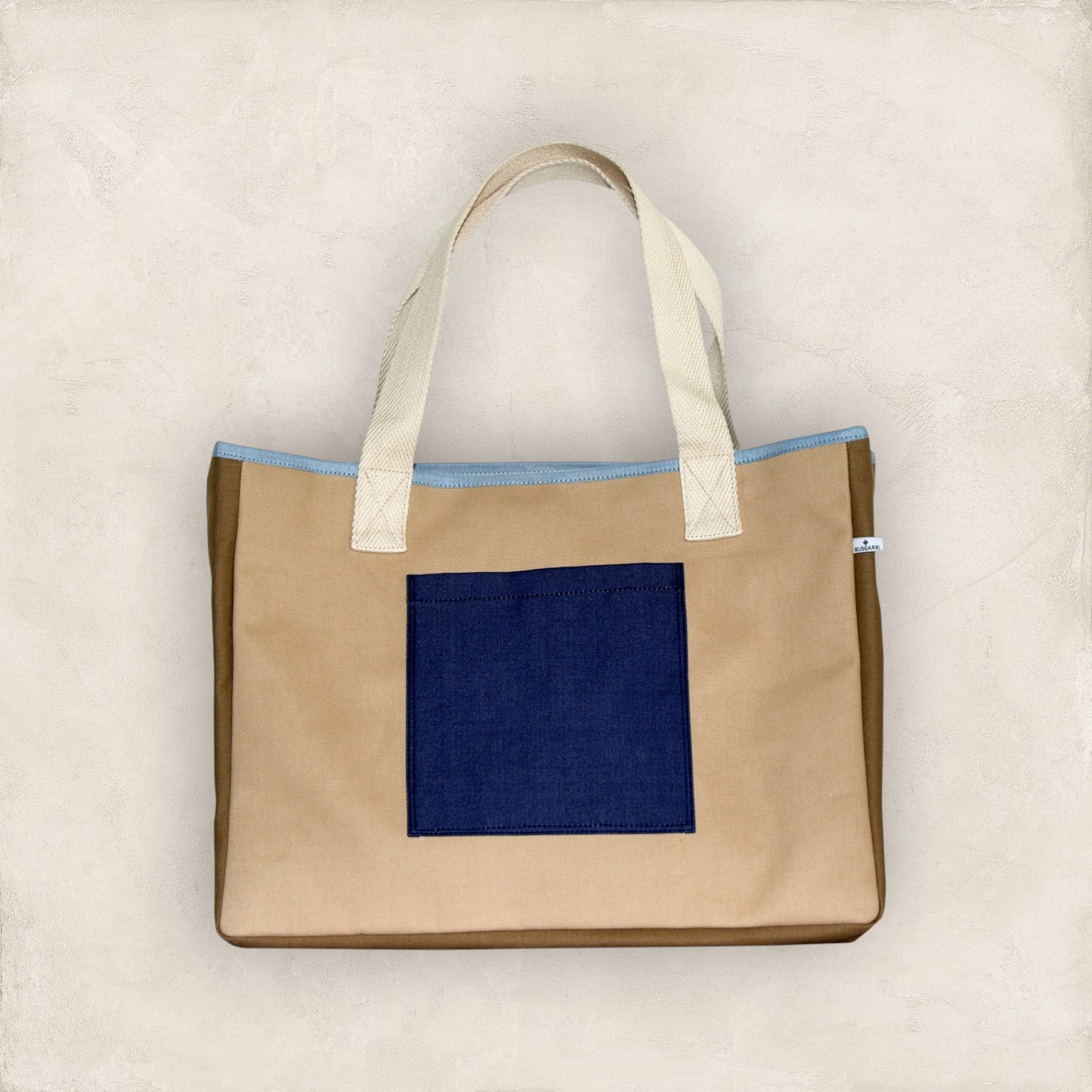 TOTE BAG GM CANVAS SABLE - CANVAS BEIGE - POCHE INDIGO LARTIGUE 1910