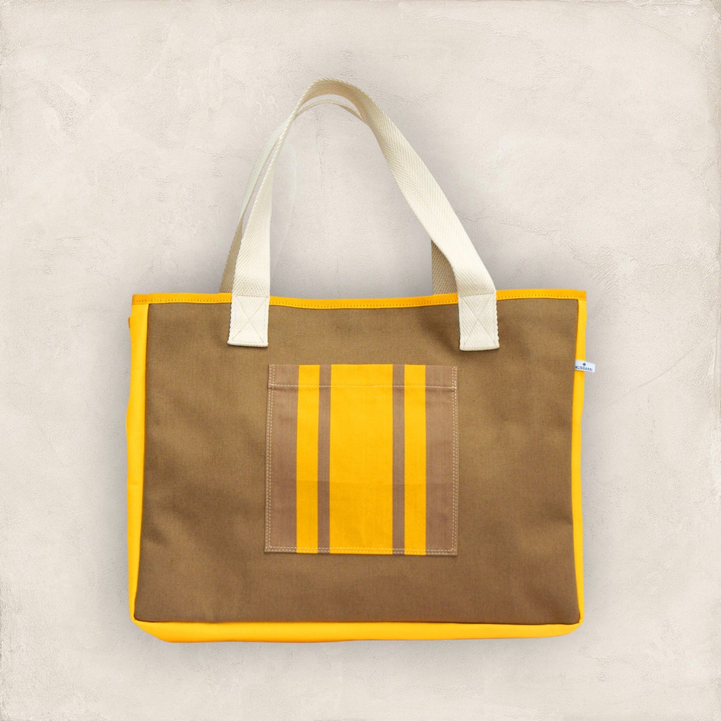 TOTE BAG GM CANVAS BEIGE - CANVAS JAUNE - POCHE LARTIGUE BEIGE & JAUNE