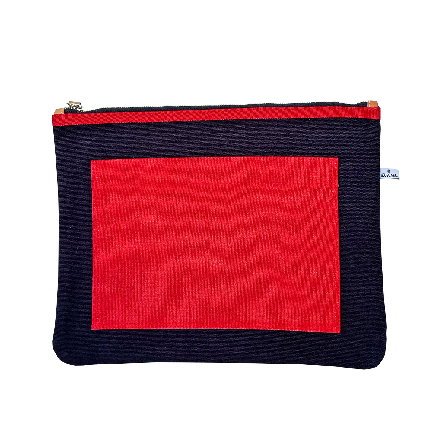 PORTE DOCUMENTS CANVAS MARINE - POCHE LARTIGUE ROUGE