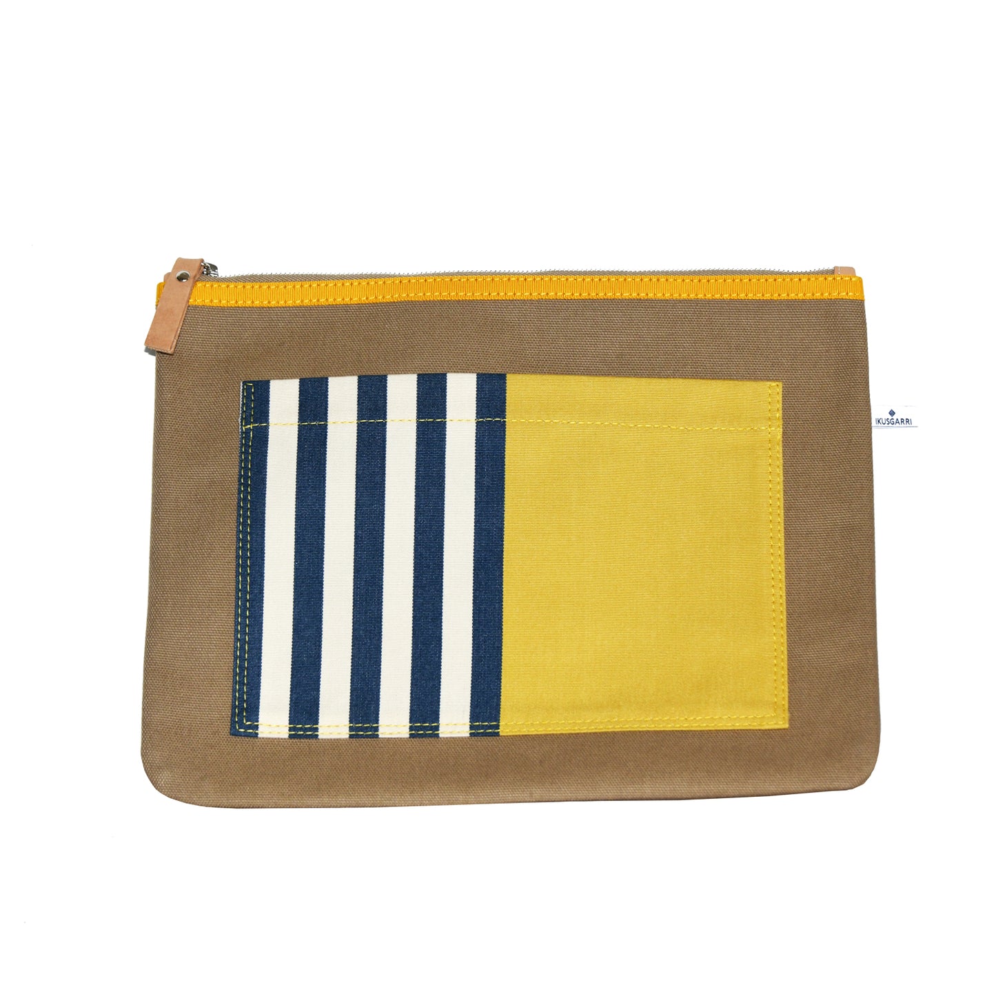 PORTE DOCUMENTS CANVAS BEIGE - POCHE LARTIGUE BLANC, MARINE & JAUNE