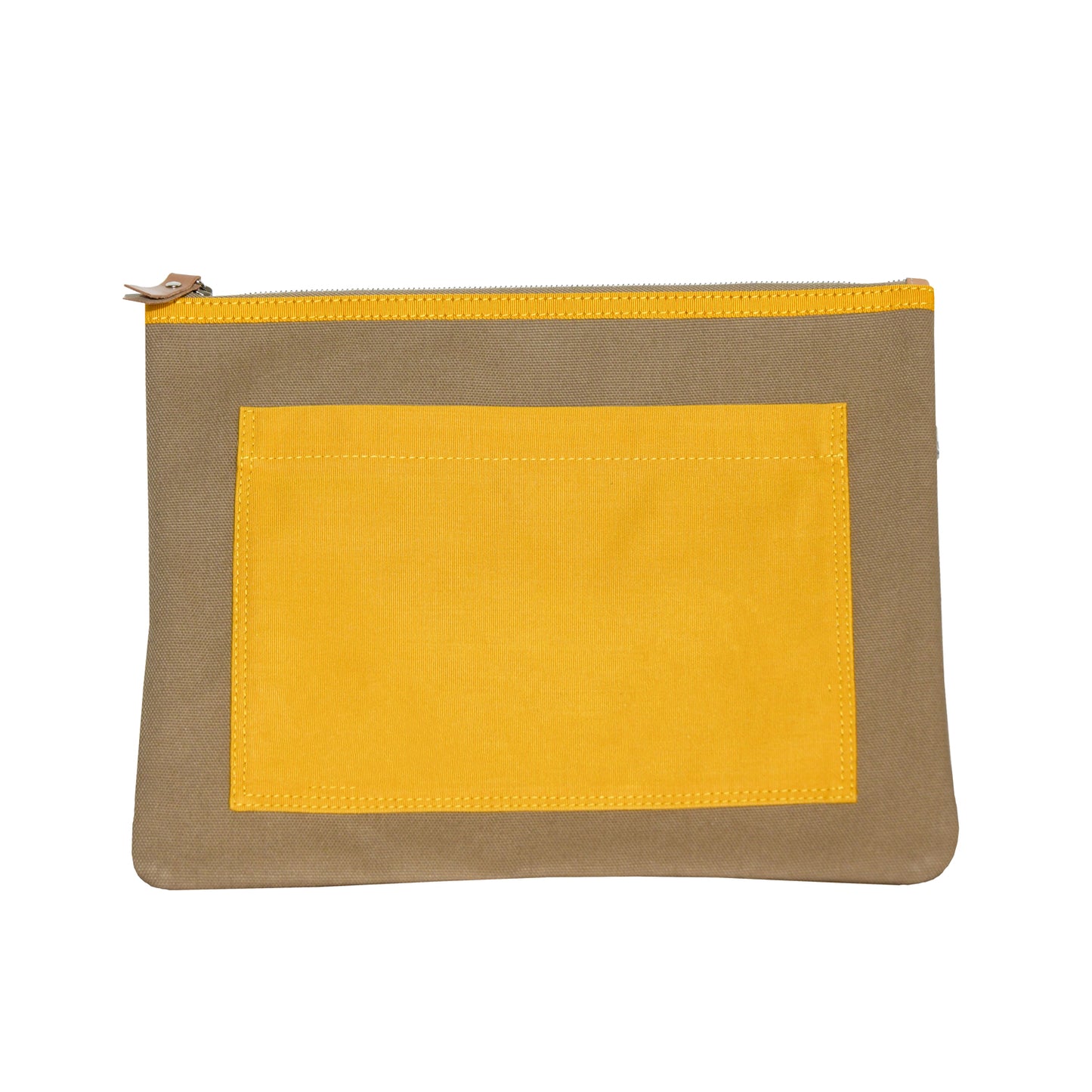 PORTE DOCUMENTS CANVAS BEIGE - POCHE LARTIGUE JAUNE