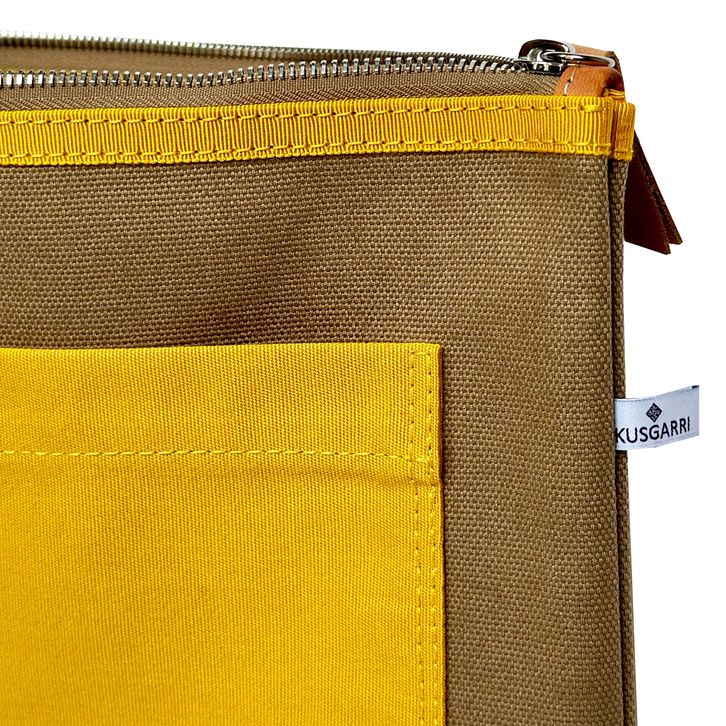 PORTE DOCUMENTS CANVAS BEIGE - POCHE LARTIGUE JAUNE