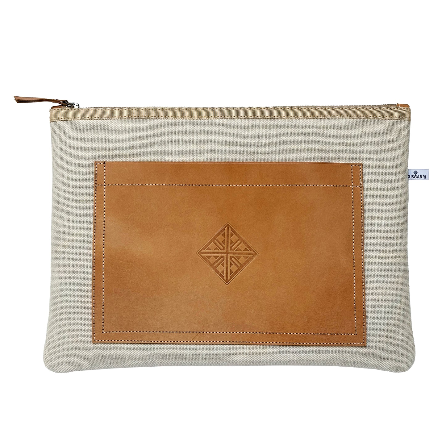 PORTE DOCUMENTS CANVAS CAVIAR SABLE - CUIR VEGETAL