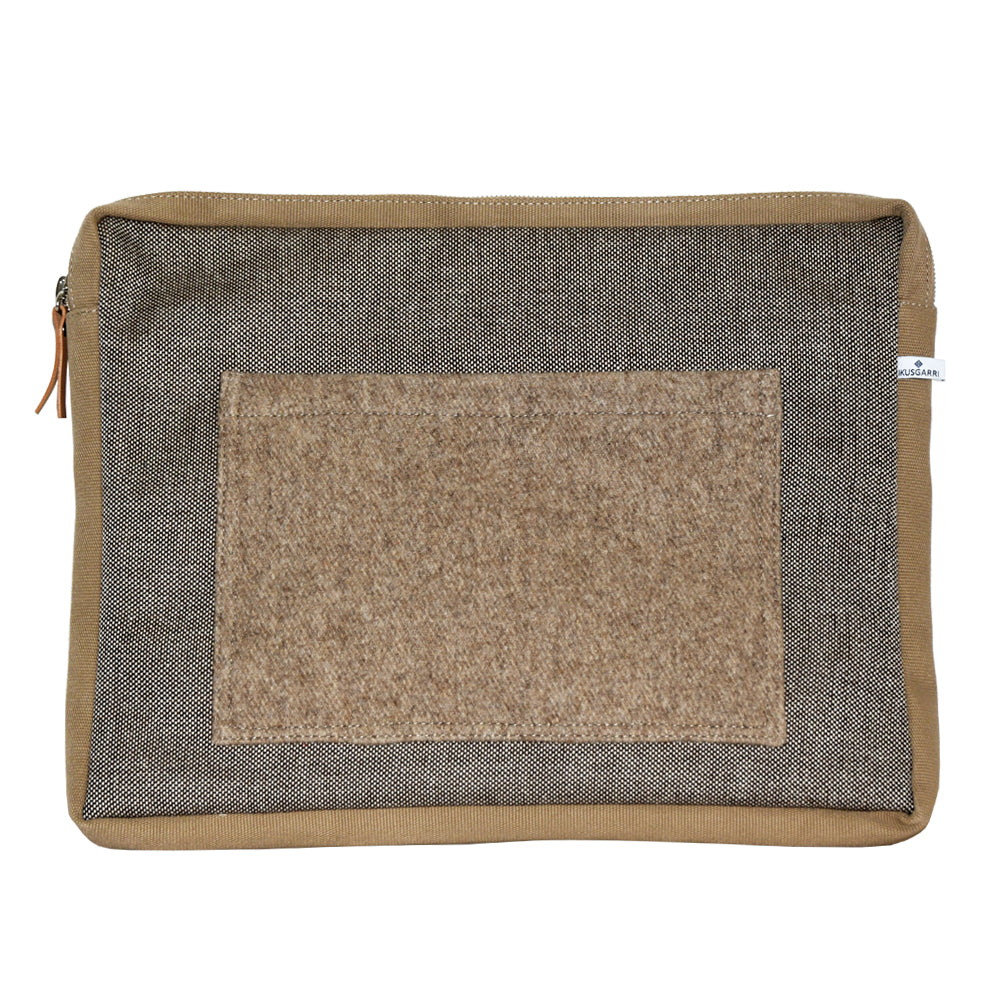 PORTE ORDINATEUR CANVAS CAVIAR MARRON - CANVAS BEIGE - POCHE CORDE « DRAP DE BONNEVAL » ARPIN 1817