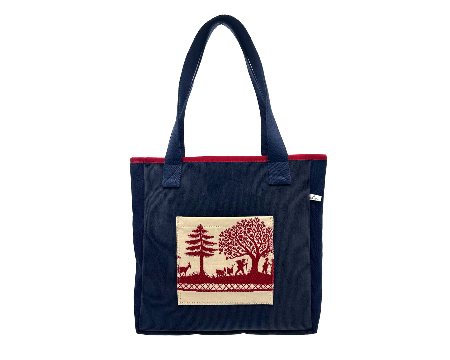 TOTE BAG PM VELOURS MARINE - CANVAS MARINE - SALVIA ROUGE PIERRE FREY