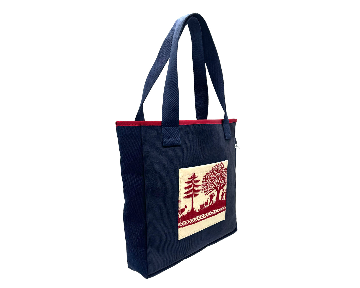 TOTE BAG PM VELOURS MARINE - CANVAS MARINE - SALVIA ROUGE PIERRE FREY