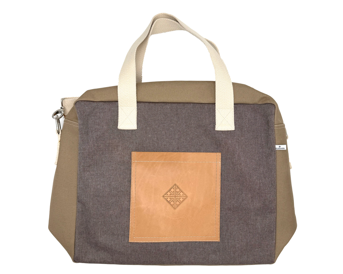 TOTE BAG GM VOYAGE CANVAS CAVIAR MARRON - CANVAS BEIGE - CUIR VEGETAL