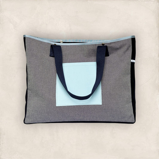 TOTE BAG XL CANVAS CAVIAR MARINE - CANVAS MARINE - CANVAS BLEU PÂLE